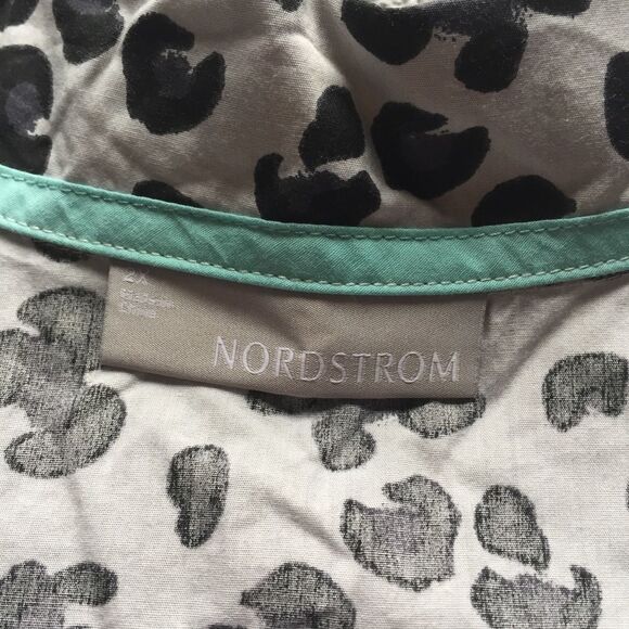 NORDSTROM Swiss Dot Leopard Long Sleeve Button Down Pajama Sleep Top - Picture 5 of 8